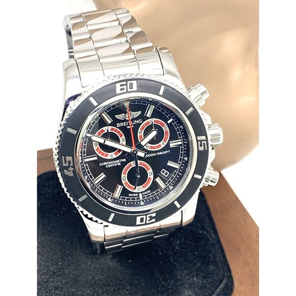 Breitling Men's Watch A73310 Superocean Swiss Quartz Chronograph Black Dial 46mm - Picture 12 of 13